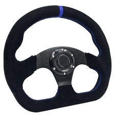 13" Blue Stripe Sim Racing Steering Wheel Race Style D-Shaped Flat Bottom Steeri