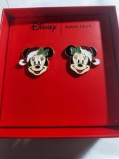 New Baublebar Disney Christmas Minnie Mouse Head Earrings Santa Hat Sparkle