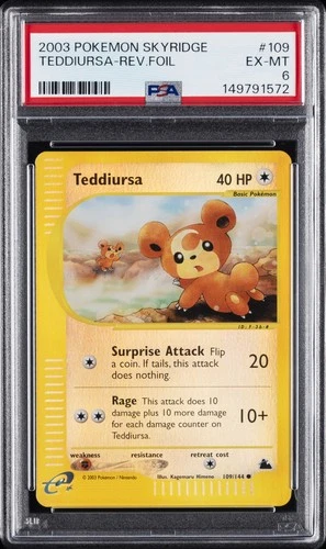 2003 POKEMON SKYRIDGE #109 TEDDIURSA-REVERSE FOIL PSA 6