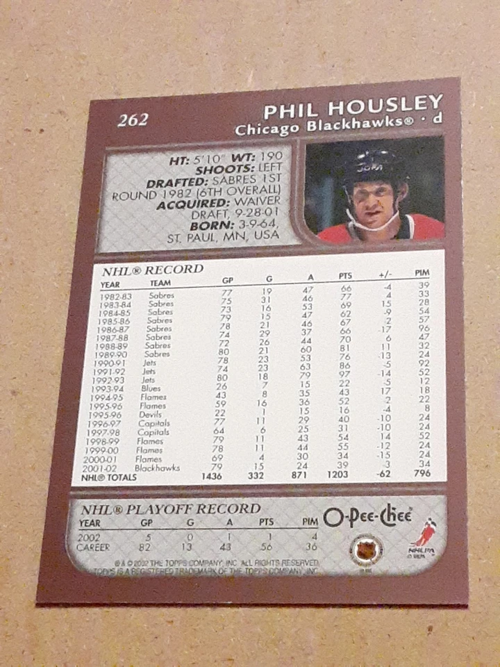 Phil Housley Chicago Blackhawks 2002-03 O-Pee-Chee #262 NHL Hockey Card OPC 6 D - Image 2 of 4