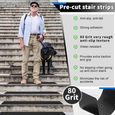 Outdoor Stair Treads Non-Slip Step Strips for Wooden Steps 5 Pack 6  x 24  An...