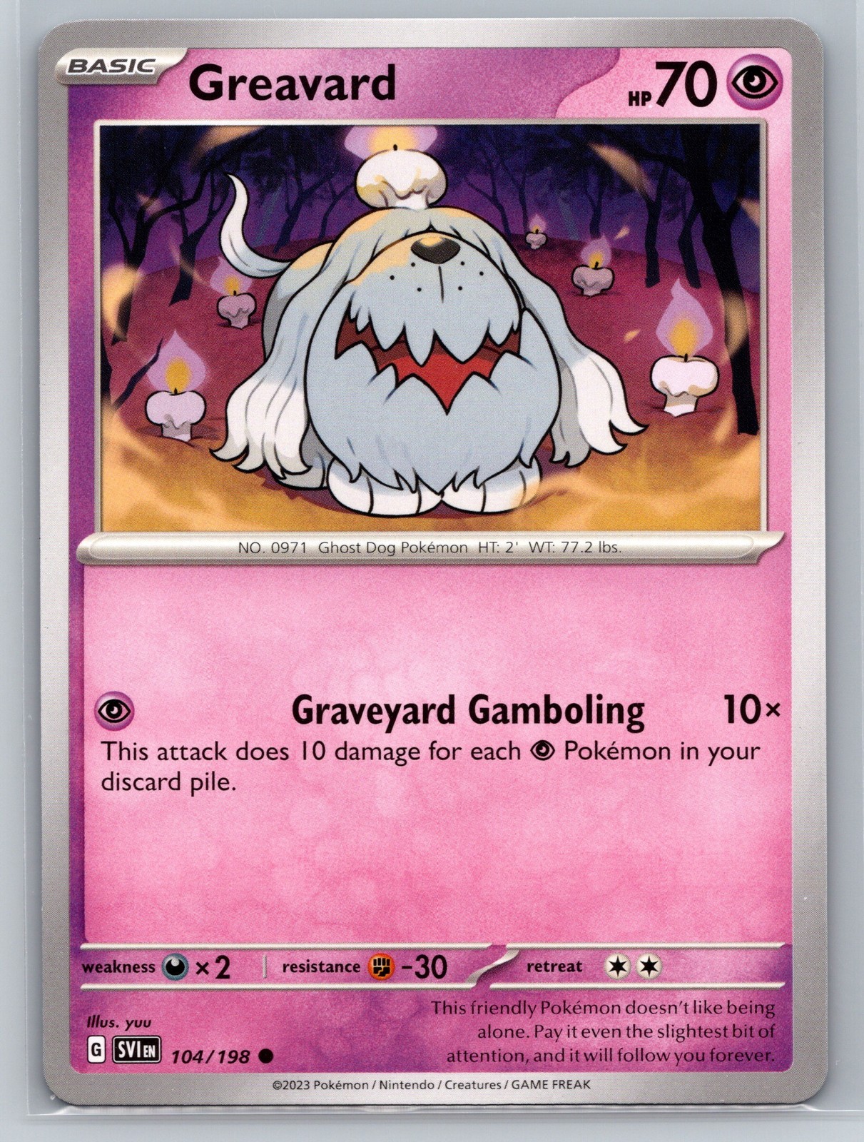 Greavard 104/198 Scarlet Violet Psychic Type Basic Pokemon Card Regular