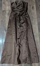 JS Boutique Chocolate Brown Strapless Formal Gown Waist Ruche Gather Size 6 NWOT