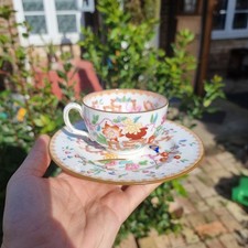Antique Mintons Chinese Tree Cup & Saucer Hand Painted Porcelain England