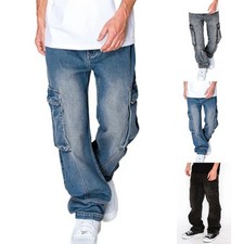 Victorious Men's Baggy Fit Side Cargo Pocket Comfortable Denim Jeans DL1541