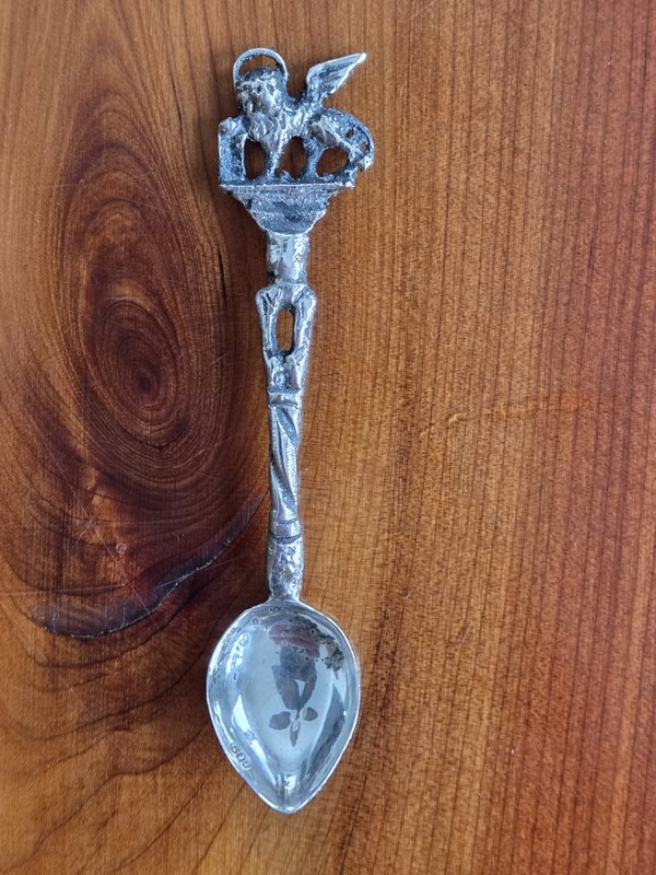 Vintage 800 Silver Venice Italy Souvenir Spoon Lion of Saint Mark .135oz 2.5"