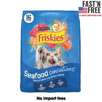 Purina Friskies Dry Cat Food Seafood Sensations Salmon, Tuna, Shrimp 16 lb