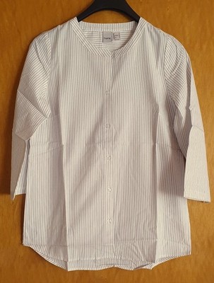 Heine Bluse 3/4 Arm, sesam/weiß Gr. 48, 3/4 Arm z.Krempeln Neu p77