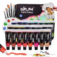 Fabric Paint Set for Clothes 24 Colors - Permanent Textile Paint Kit for Shoe...