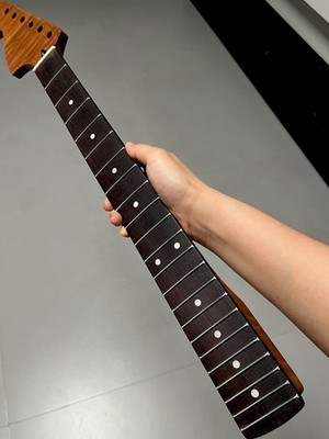 Big head Rosewood Reverse headstock 22fret Roasted flame Maple Guitar Neck Satin