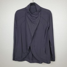 Lululemon Rulu Rally Wrap Womens Size 6 Black Soft Cardigan Snap Athleisure Yoga