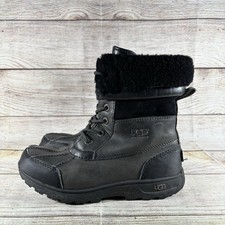 UGG Waterproof Shearling Lace Up Winter Boots Kids Size 4 Black