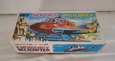 VINTAGE T.T JAPAN WIND - UP TIN POLICE EMERGENCY HELICOPTER LITHO BOXED
