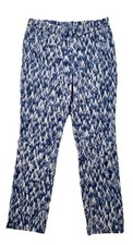 Susan Graver Pull-On Tie Dye Blue White Pattern Straight Ankle Pants Size 10