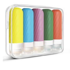 5 Pack Travel Bottles for Toiletries, 3 oz TSA Approved Silicone Travel Bottl...
