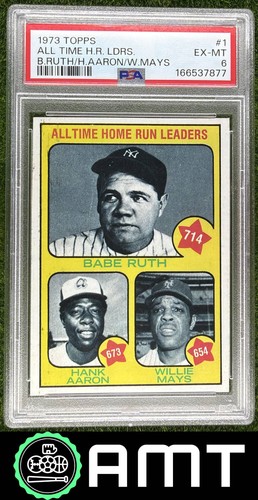All-Time Home Run Leaders Babe Ruth Hank Aaron Willie Mays PSA 6 1973 Topps 7877