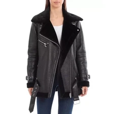 Avec Les Filles Jacket Oversized Sherpa Faux Shearling Biker Women's Size M NWT