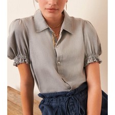 Ba&sh Danee Denim Shirt (Sz 3 / L) Puff Sleev...