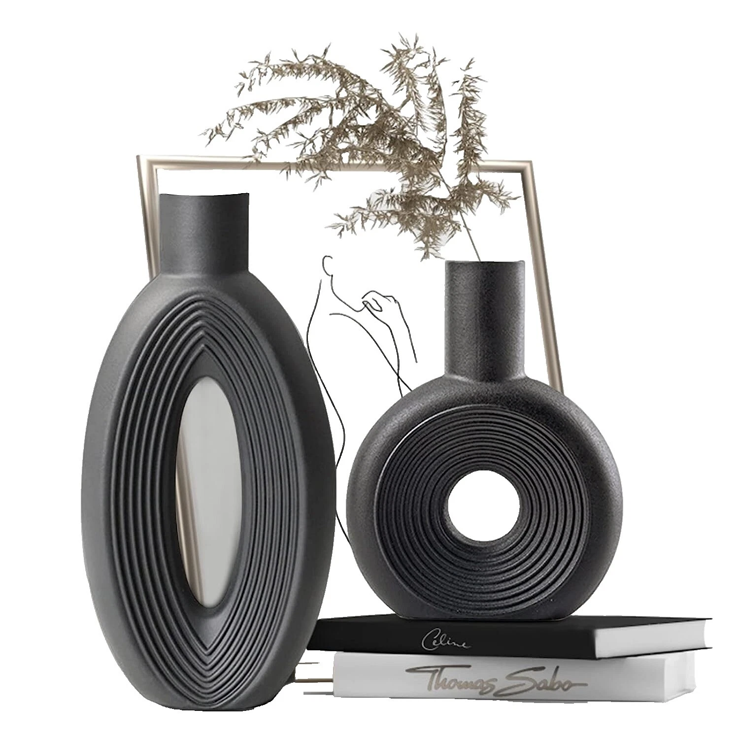 Black Ceramic Vases