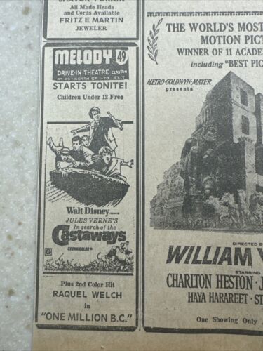 1970 Greenville, Ohio State Theater Pubblicità Film Ben-Hur Charlton Heston - Foto 3 di 5