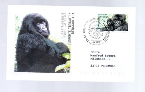 Germany 2001 Affe/Monkey/Gorilla stamp (Michel 346) used on FDC - 第 1/2 張圖片