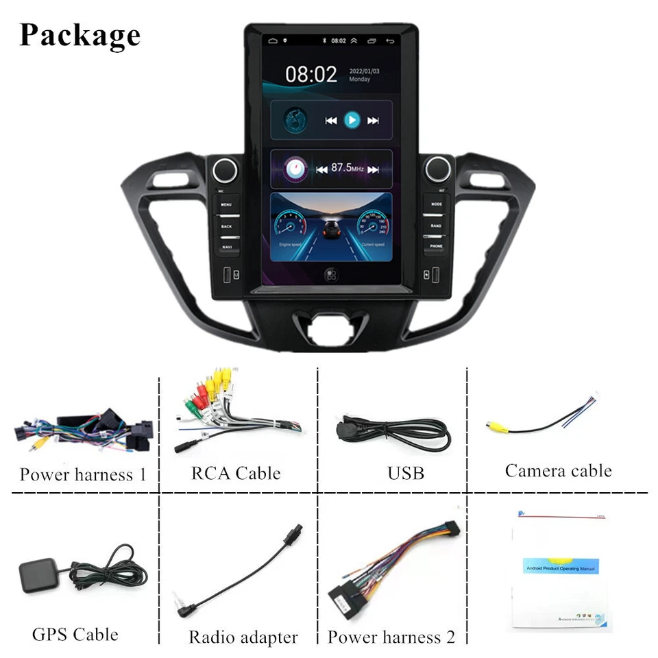 10.1'' Android 12 1+16G Car Radio GPS For Ford Transit Tourneo Custom 2013-2019 - Imagem 4 de 4