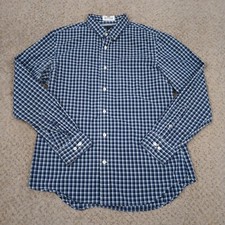 Banana Republic Shirt Mens Large Slim Blue Plaid Long Sleeve Button Up Cotton