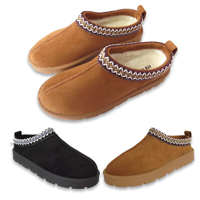 Mädchen Kunstfell Gefüttert Slipper Kuschelig Kinder Warm Winter Hausschuhe Pantoletten Schuhe Gr