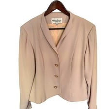Marylin Graham Beige Blazer Size 14 Shorter Length With Jeweled Buttons