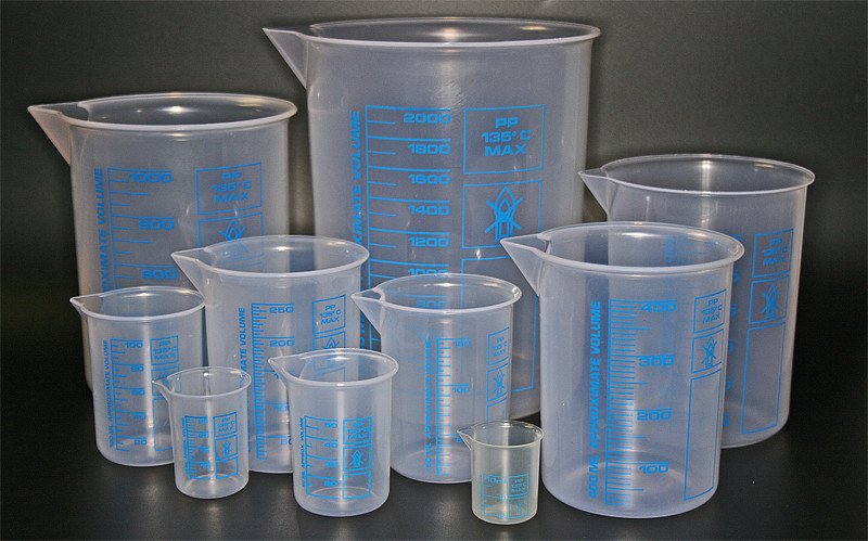 Griffinbecher, Messbecher, Kunststoff PP oder TPX , 10 Größen zur Auswahl