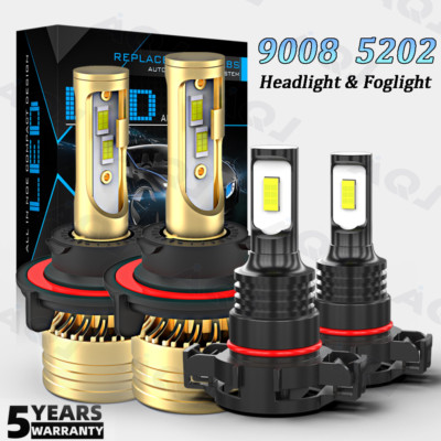 FIT Dodge Challenger 2009-2014 6000K White LED Headlights & Fog Light Bulbs KIT
