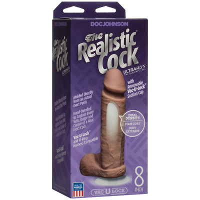 THE UR3 Realistic Cock 8'' Dildo Penis Dong Sex Toy w/ Suction Cup Anal Butt Plug