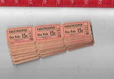 Vintage lot 100 Paratrooper 15 cent ride tickets Riverview Park Illinois
