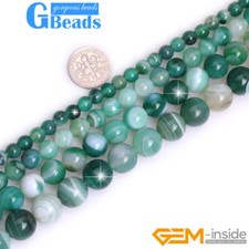 Big Hole Natural Green Banded Agate Gemstone Round Beads Strand 6mm 8mm10mm12mm