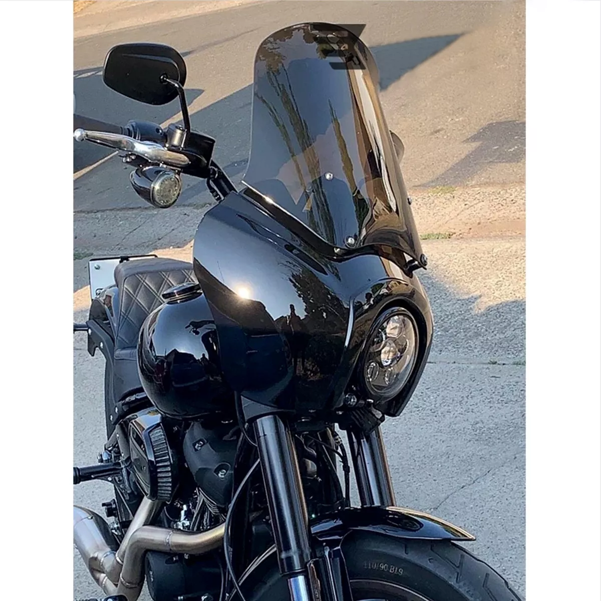 Front Smoke Quarter Black Fairing For Harley Club Style Dyna Super Glide T Sport