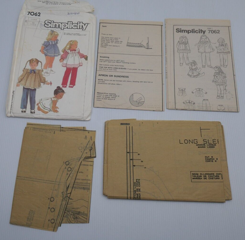 Simplicity 7062 Toddler Tops Apron Sundress Pants panties Vintage 1985 Part cut - Picture 13 of 17