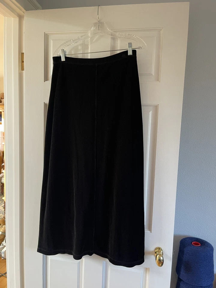 J Jill Mediana M Algodón Elástico Nylon Spandex Larga Línea A Maxi Falda Terciopelo Negro Foto 3 de 4