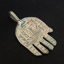 Kabbalah Hamsa Hebrew HaShem Shield Protector 925 Men's Women Evil Eye Pendant