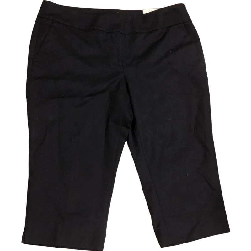 NEW Laura Ashley Pants 16P Black Capri Cropped Work Business