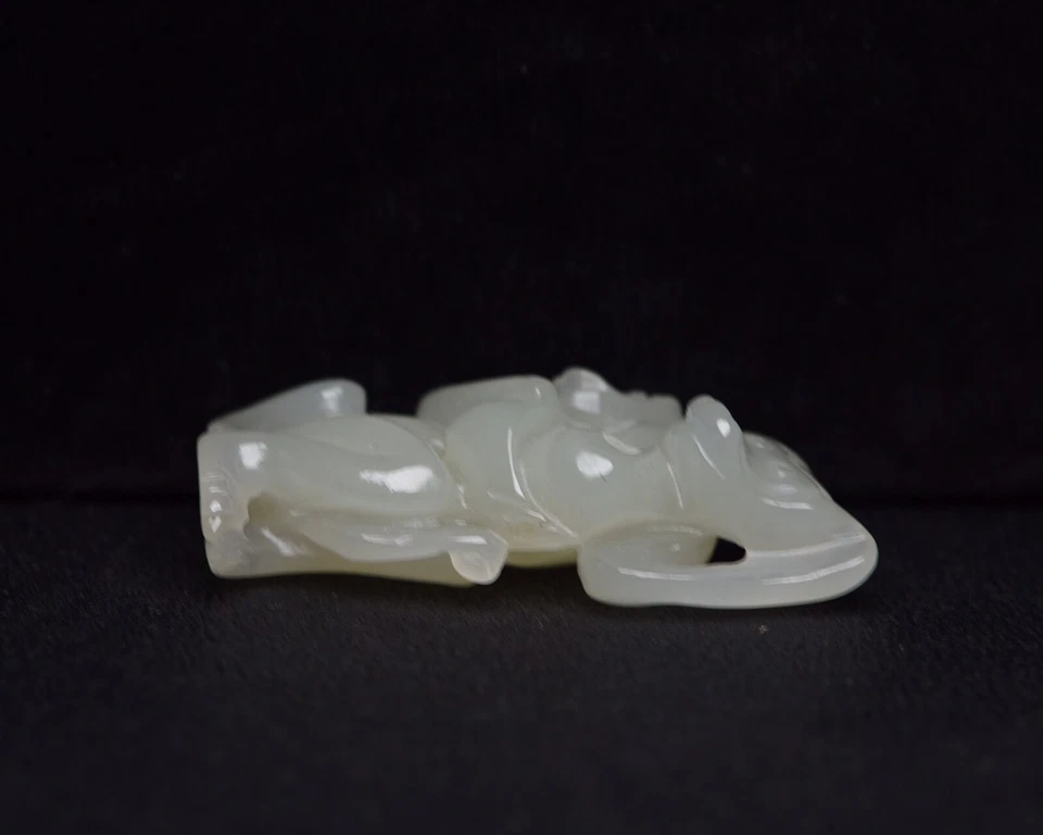 Exquisita estatua de mono tallada a mano de jade hetiano natural certificada 1163 Foto 3 de 4