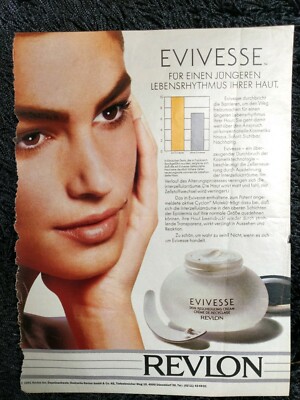 1991 Revlon Evivesse Cindy Crawford Vintage Print Ad  