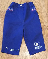 MICKEY & CO. DISNEY~PANTS~18M~GIRLS~BLUE~EMROIDERED MINNIE MOUSE & FLOWERS FALL