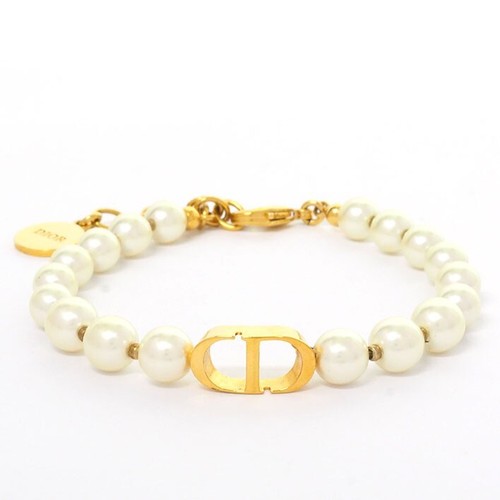 【Christian Dior】30 Montaigne Resin & Faux Pearl Rank AB【Bracelet】
