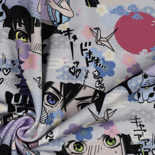 Manga JERSEY Baumwolljersey Stoff Meterware Manga Comic Japan Mädchen JB035 - Bild 2 von 8