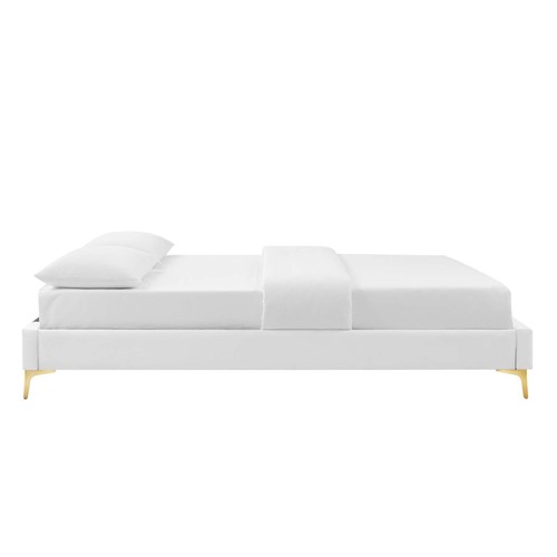 Modway Sutton Performance Velvet Queen Bed Frame in White - Picture 4 of 7