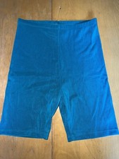 VINTAGE 1980's BODY CO SPANDEX RIBBED HIGH WAISTED BIKER AEROBIC SHORTS teal