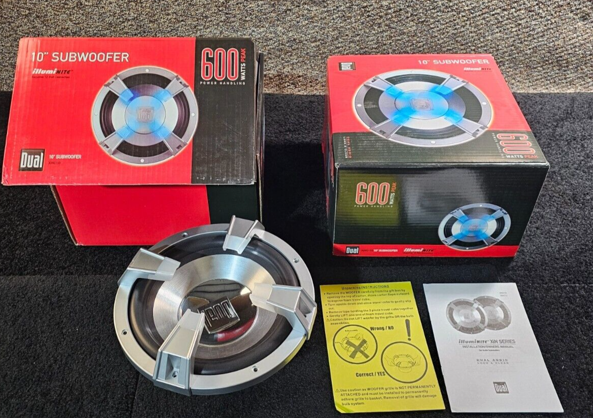 QTY 2) DUAL AUDIO 12V CAR 10 INCHES SUBWOOFER BLUE ILLUMINITE