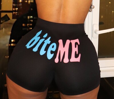 *NEW* Women''s Bite Me Booty Shorts Snack Candy Hot Pants Yoga Size M