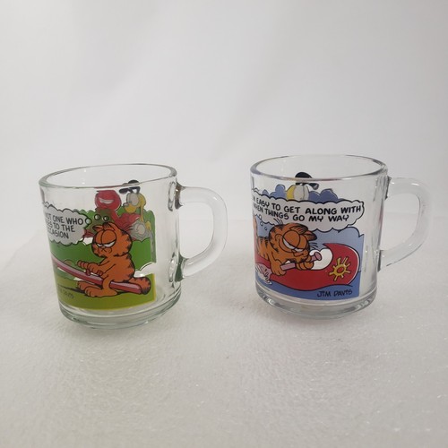 Lot Of 2 McDonald's Garfield Mug Comic Strip Glass Cup 1978-1980 - Picture 3 of 9