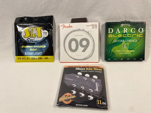 LOT of 4 Packs of Electric Guitar Strings Fender, Martin, Gibson & SIT Strings